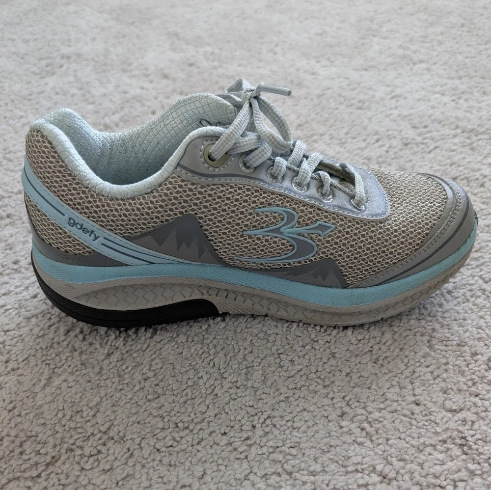Gravity Defyer Womens Size 7 Gdefy Mighty Walk Shoes Versoshock Gray Blue Aqua